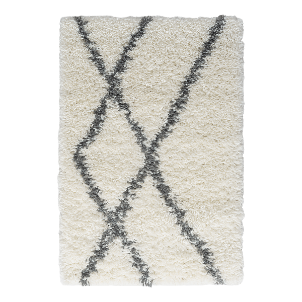 Hochflorteppich My Shaggy Raute - Polypropylen / Jute - Creme / Grau - 60 x 90 cm