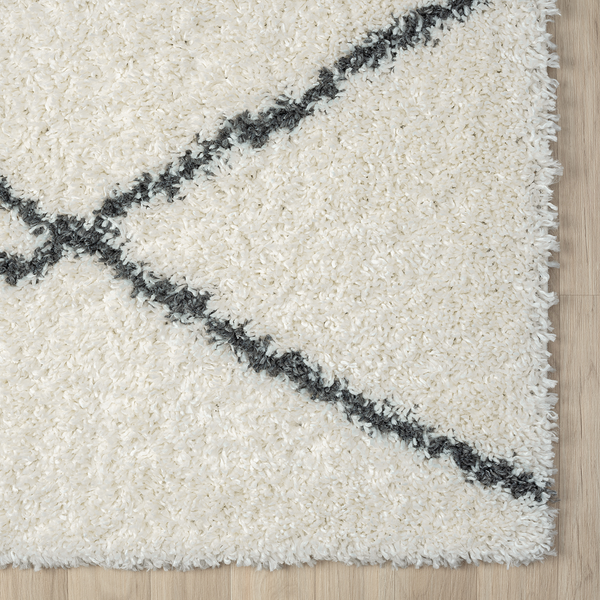 Hochflorteppich My Shaggy Raute - Polypropylen / Jute - Creme / Grau - 60 x 90 cm