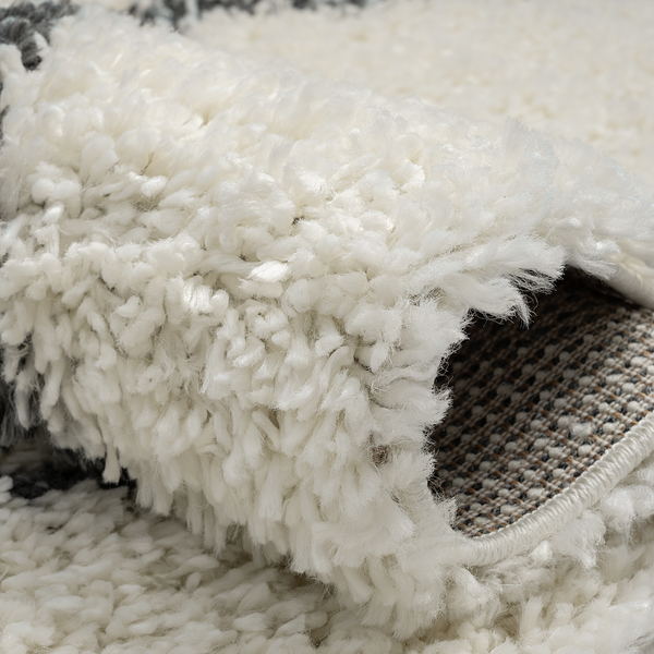 Hochflorteppich My Shaggy Raute - Polypropylen / Jute - Creme / Grau - 60 x 90 cm