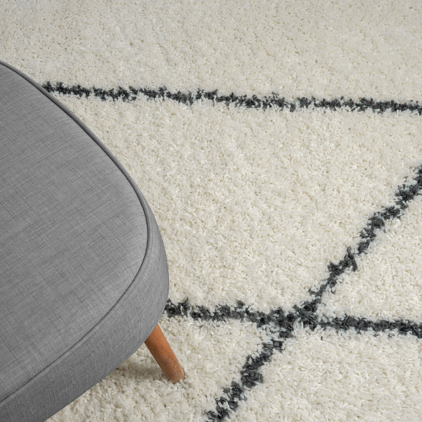 Hochflorteppich My Shaggy Raute - Polypropylen / Jute - Creme / Grau - 60 x 90 cm