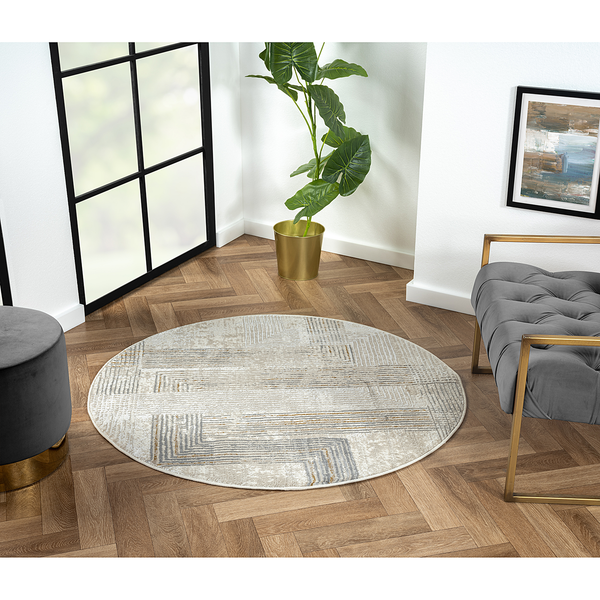 Kurzflorteppich My Way - Polyester / Baumwolle - Beige - 120 x 120 cm