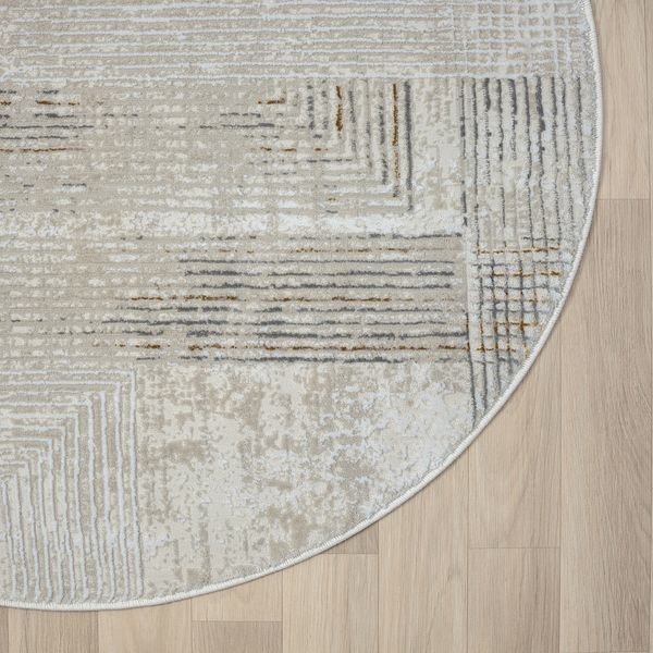 Kurzflorteppich My Way - Polyester / Baumwolle - Beige - 120 x 120 cm
