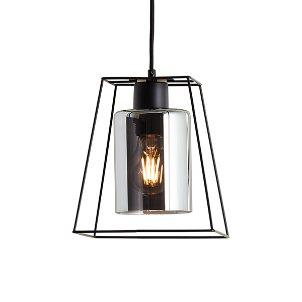 Pendelleuchte Luxor I - Rauchglas / Eisen - 1-flammig