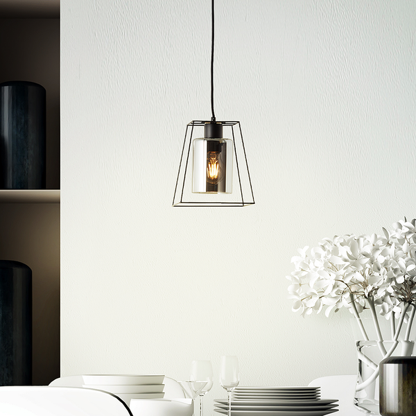 Pendelleuchte Luxor I - Rauchglas / Eisen - 1-flammig