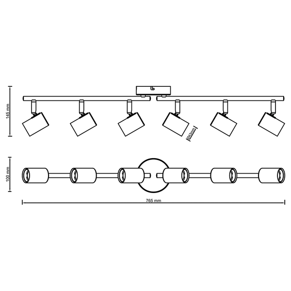 Deckenleuchte Kerry - Eisen - Flammenanzahl: 6