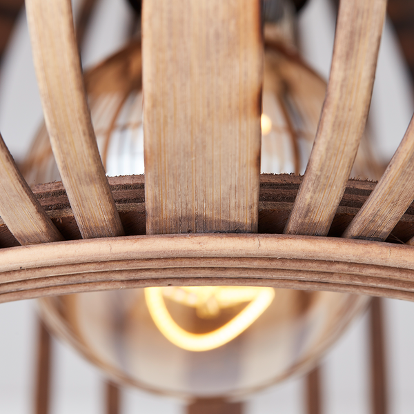 Deckenleuchte Woodrow IV - Bambus massiv / Eisen - 1-flammig - Beige