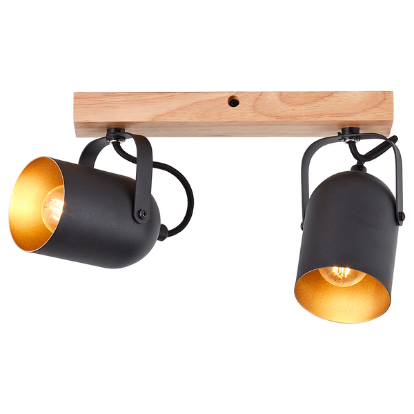 Deckenleuchte Tronte - Eisen / Gummibaum massiv - Flammenanzahl: 2