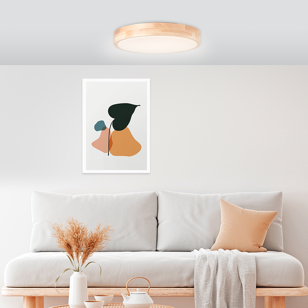 LED-Deckenleuchte Moreen - Polyethylen / Gummibaum massiv - 1-flammig