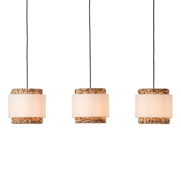 Pendelleuchte Waterlilly II - Leinen / Pflanzenblatt - 3-flammig - Beige