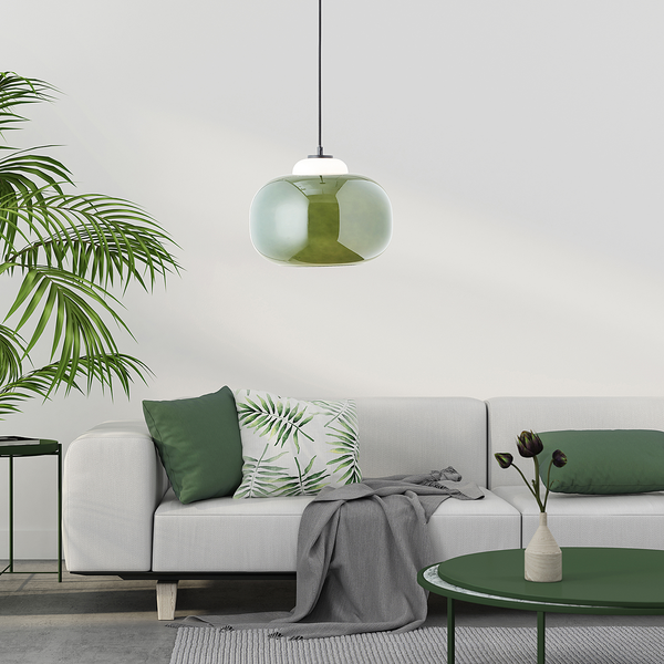 Pendelleuchte Blop - Farbglas / Eisen - 1-flammig - Grün