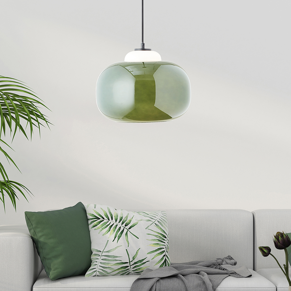 Pendelleuchte Blop - Farbglas / Eisen - 1-flammig - Grün