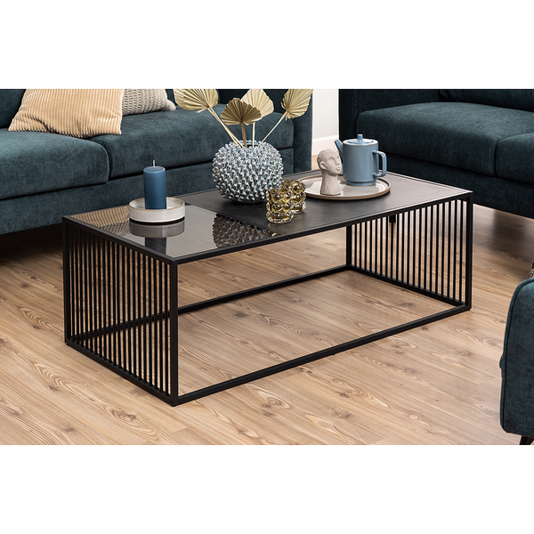 Couchtisch Mephisto 120 cm - Rauchglas / Metall - Schwarz