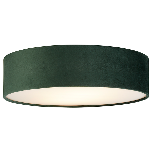 Deckenleuchte Drum - Samt - Dunkelgrün - Durchmesser: 38 cm