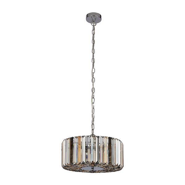 Pendelleuchte Chapeau - Stahl - Silber / Bernstein / Transparent