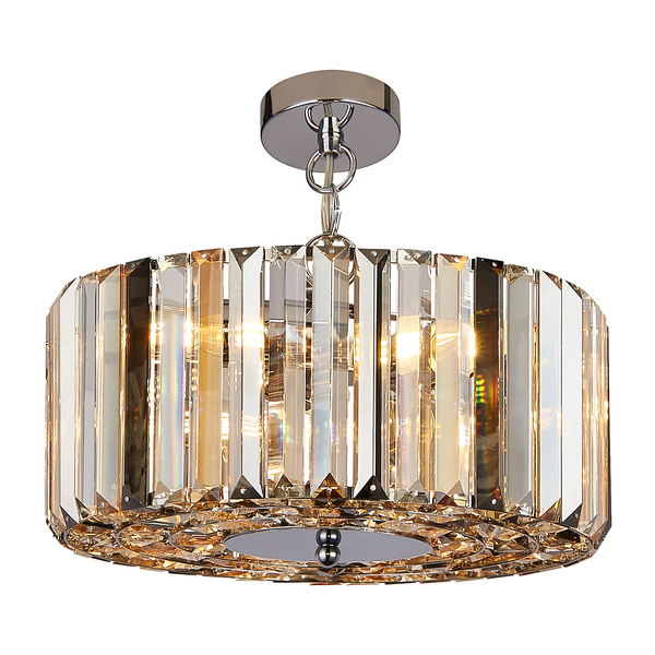 Pendelleuchte Chapeau - Stahl - Silber / Bernstein / Transparent