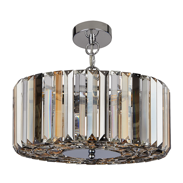 Pendelleuchte Chapeau - Stahl - Silber / Bernstein / Transparent