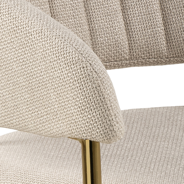 Armlehnenstuhl Shaye 2er-Set - Struktutstoff / Eisen - Beige / Gold