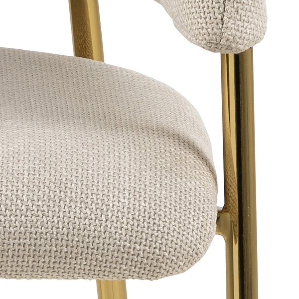 Armlehnenstuhl Shaye 2er-Set - Struktutstoff / Eisen - Beige / Gold