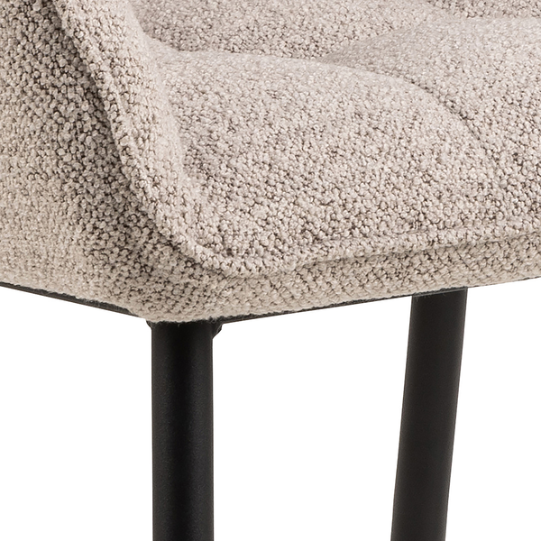 Armlehnenstuhl Noela 2er-Set - Bouclé / Eisen - Beige / Schwarz