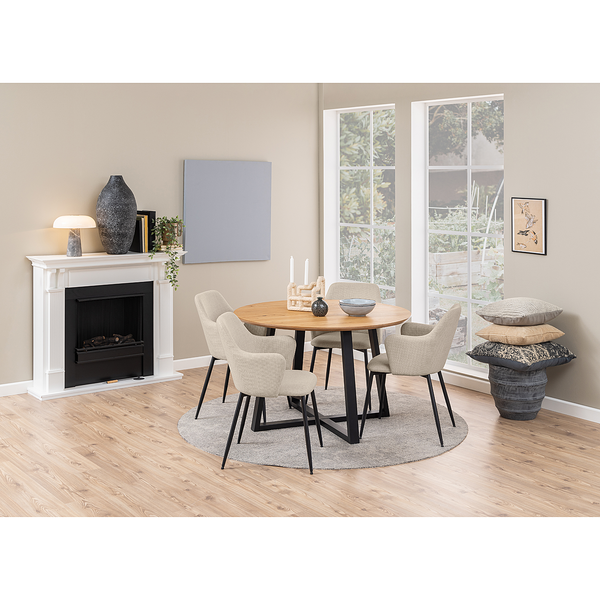 Armlehnenstuhl Rootsi 2er-Set - Strukturstoff Badia: Beige
