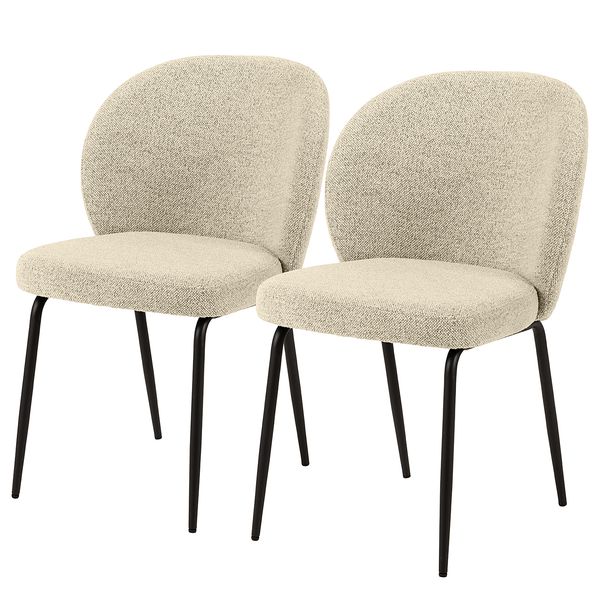 Polsterstuhl Carreras 2er-Set - Bouclé Stoff Moena: Creme