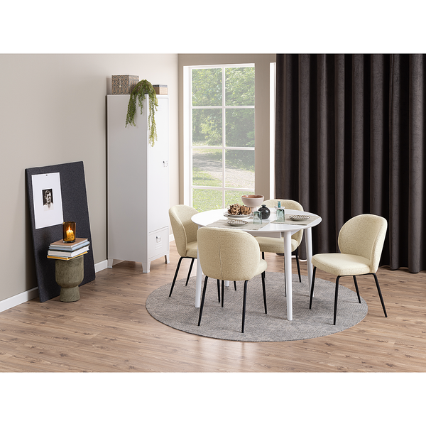 Polsterstuhl Carreras 2er-Set - Bouclé Stoff Moena: Creme
