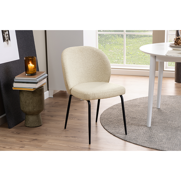 Polsterstuhl Carreras 2er-Set - Bouclé Stoff Moena: Creme