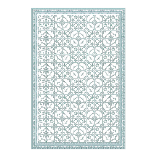 Vinylteppich Florale Fliesen mit Bordüre - Vinyl / Polyester - 120 x 180 cm