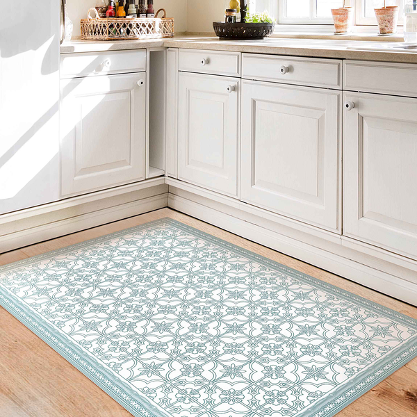 Vinylteppich Florale Fliesen mit Bordüre - Vinyl / Polyester - 120 x 180 cm