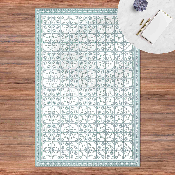 Vinylteppich Florale Fliesen mit Bordüre - Vinyl / Polyester - 120 x 180 cm