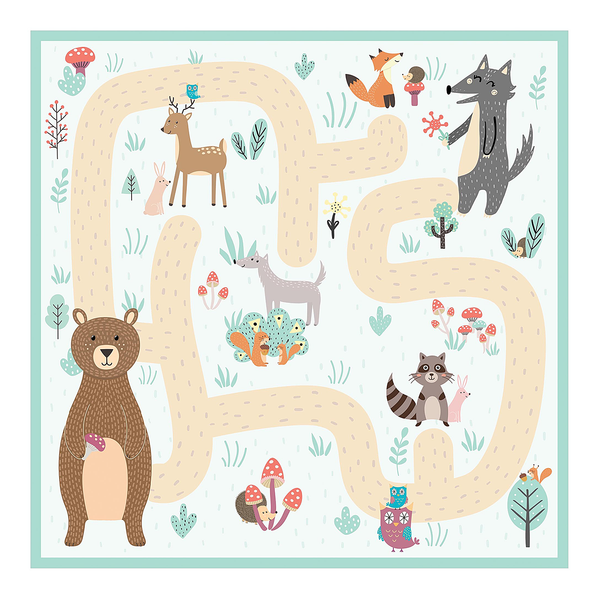 Vinylteppich Waldtiere - Vinyl / Polyester - 100 x 100 cm