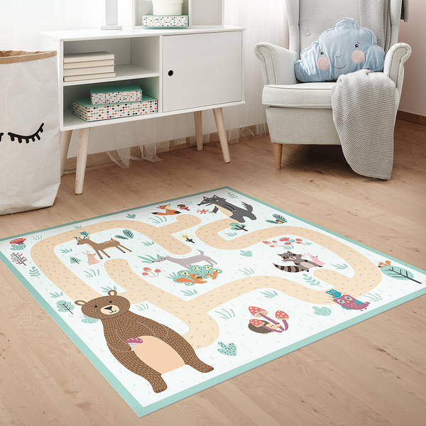 Vinylteppich Waldtiere - Vinyl / Polyester - 100 x 100 cm