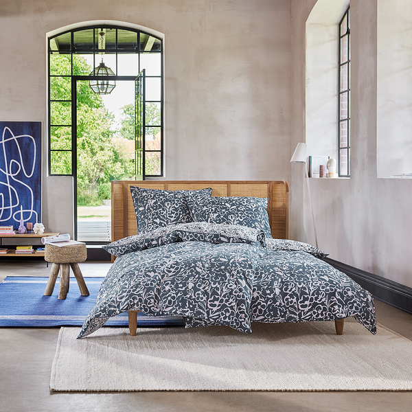 Bettwäsche Cleo - Baumwolle / Mako-Satin - Blau - 135 x 200 cm