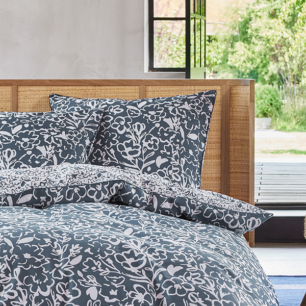 Bettwäsche Cleo - Baumwolle / Mako-Satin - Blau - 135 x 200 cm