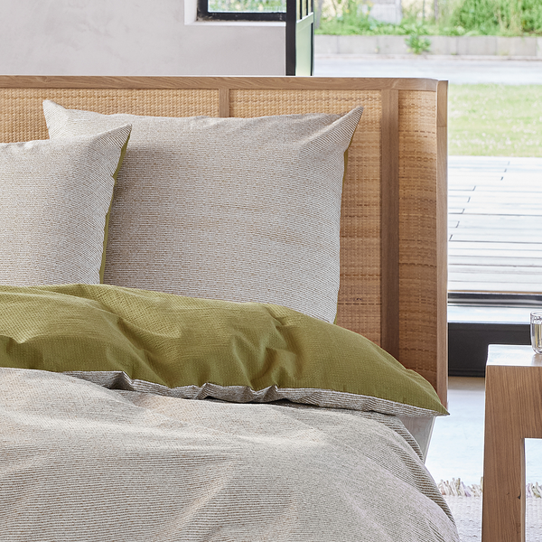 Bettwäsche Caja - Baumwolle / Seersucker - Grün - 155 x 220 cm