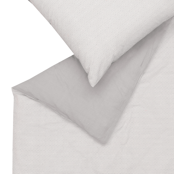 Bettwäsche Caja - Baumwolle / Seersucker - Grau - 155 x 220 cm