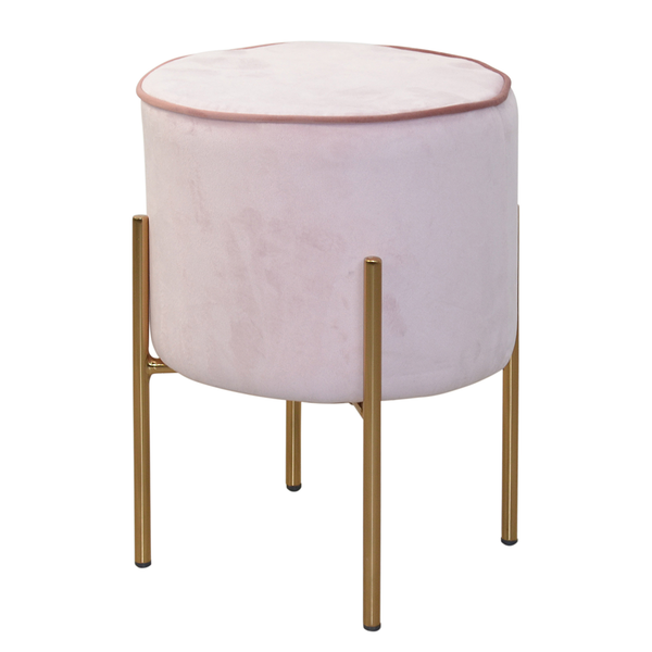 Polsterhocker Ostbirk - Stahl / Samt - Rosa
