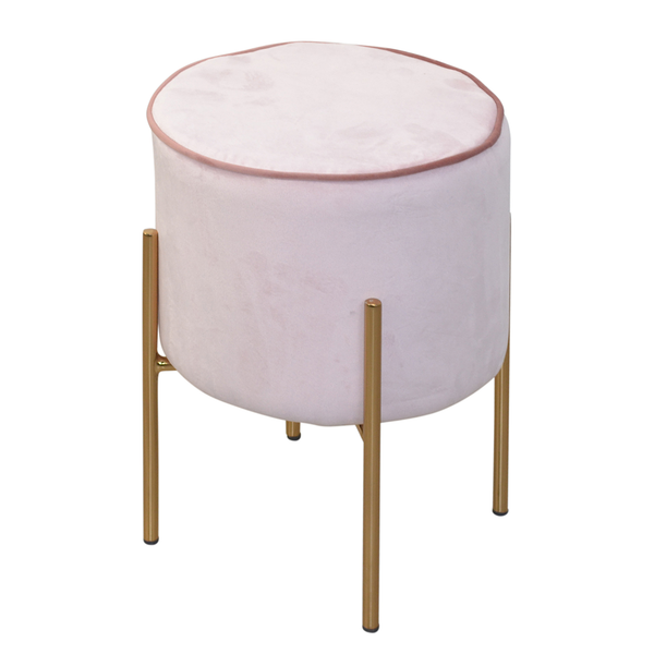Polsterhocker Ostbirk - Stahl / Samt - Rosa