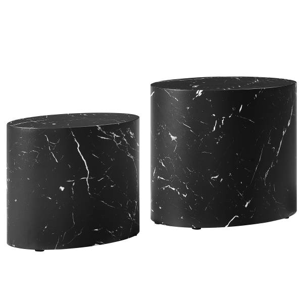 Couchtisch Warners 2er-Set - MDF, foliert - Schwarz - 48 x 33 cm