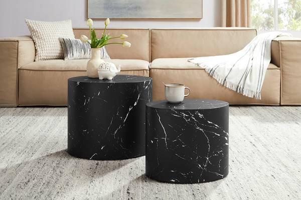 Couchtisch Warners 2er-Set - MDF, foliert - Schwarz - 48 x 33 cm