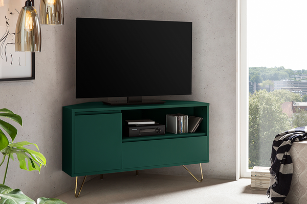 Eck-Lowboard Tully - MDF - Grün / Gold