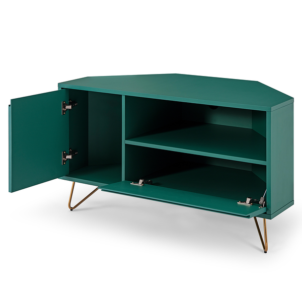 Eck-Lowboard Tully - MDF - Grün / Gold