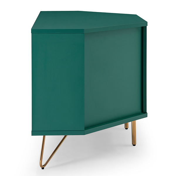 Eck-Lowboard Tully - MDF - Grün / Gold
