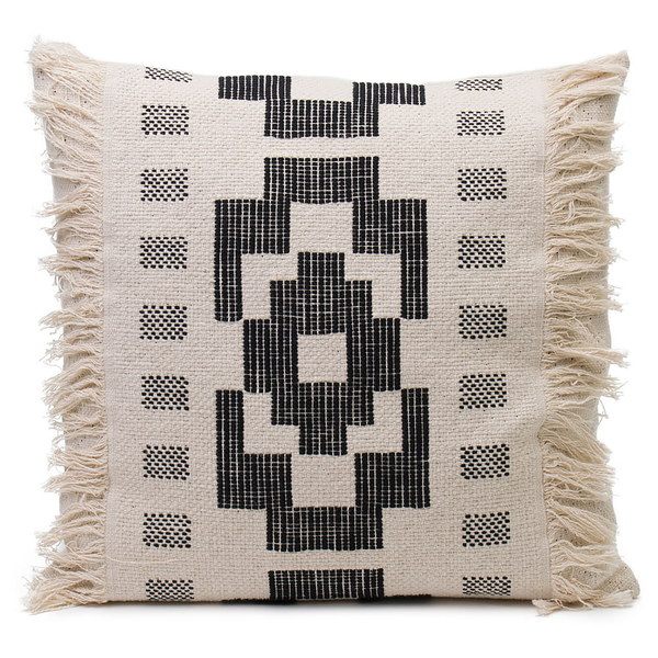 Kissenhülle Boho Style - Baumwolle / Polyester - Anthrazit - 50 x 50 cm