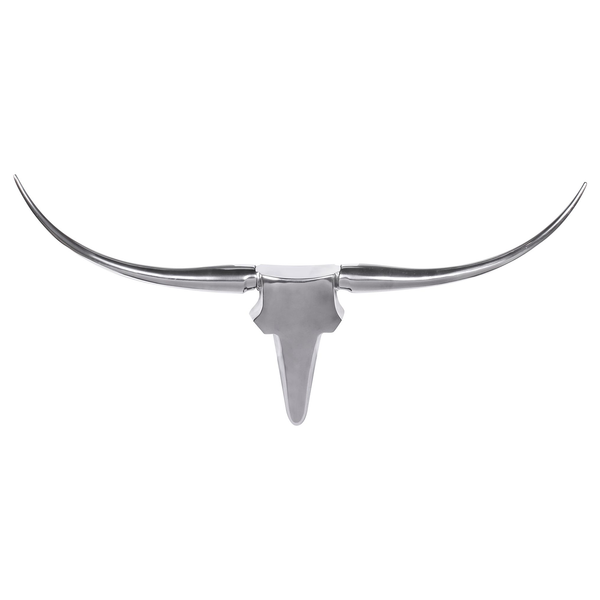 Wanddeko Bull - Aluminium - Silber - Breite: 100 cm