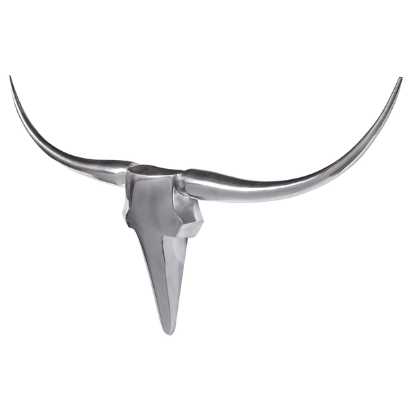 Wanddeko Bull - Aluminium - Silber - Breite: 100 cm