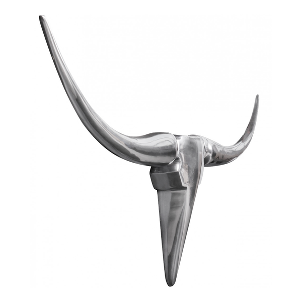 Wanddeko Bull - Aluminium - Silber - Breite: 100 cm