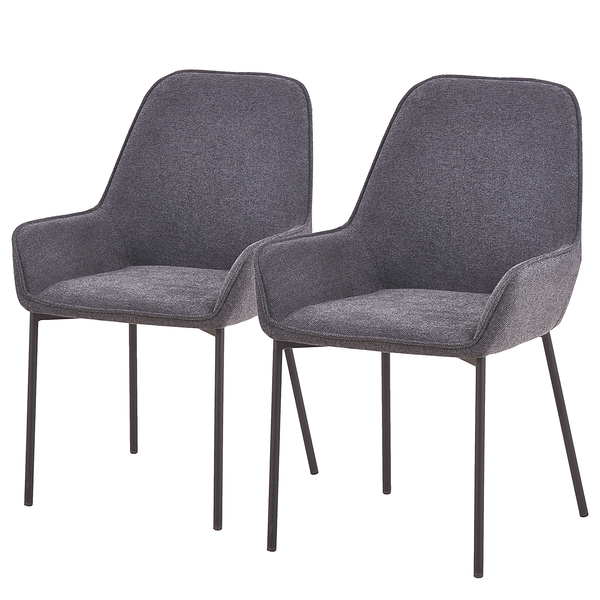 Esszimmerstuhl Wolfsburg 2er-Set - Polyester - Dunkelgrau