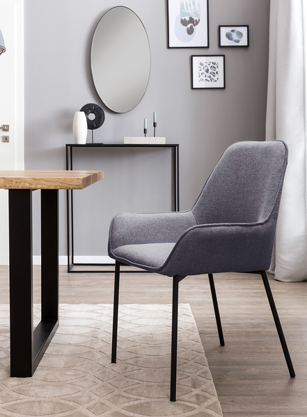 Esszimmerstuhl Wolfsburg 2er-Set - Polyester - Dunkelgrau