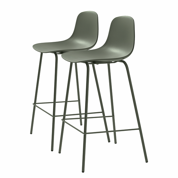 Barhocker Toledo 2er-Set - Mischgewebe / Stahl - Olivgrün